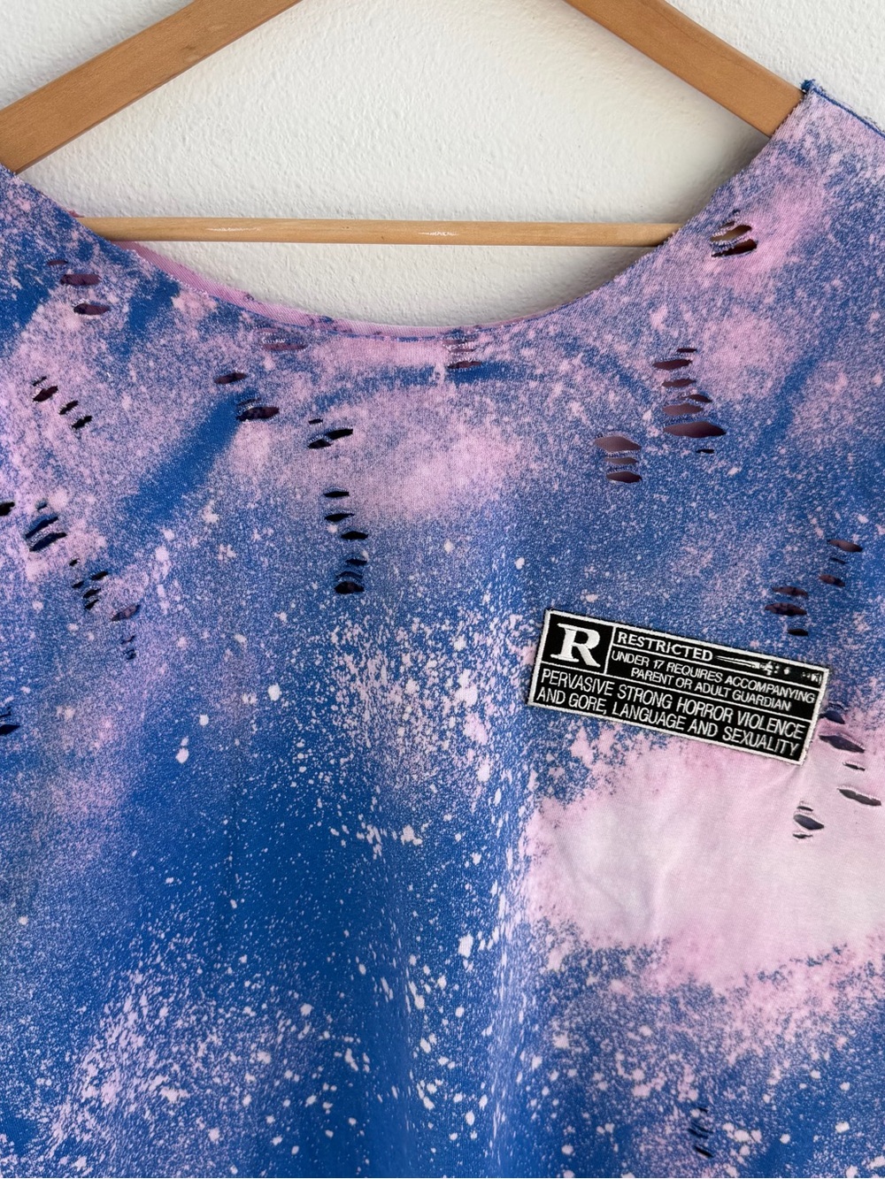 Custom "Rated R" Patch Distressed Bleach Tee - Picture 2 of 10